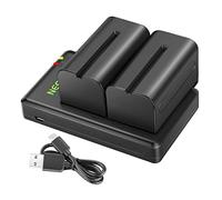 NEEWER Set di Batteria di Ricambio e Caricatori per NP-F750, 2 Pack 5600mAh Batterie e Caricatori USB, Compatibile con Sony NP-F550 570 750 770 930 950 QM71 QM91 QM71D Luce LED, Monitor