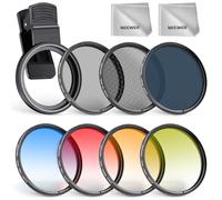 NEEWER Set di Filtri ND da 52mm Compatibile con iPhone (7pz), Filtro CPL+ ND32 + Starlight + GND (Rosso/Arancione/Giallo/Blu) a Clip per Obiettivo del Fotocamera Telefono, Kit Accessori per Fotografia