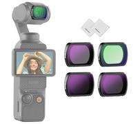NEEWER Set di Filtri ND Magnetici (4pz) Compatibile con DJI Osmo Pocket 3 Creator Combo Accessori, Filtro ND16/ND64/ND256/Black Diffusion 1/4 in HD Multistrato per Action Camera + 2 Panni di Pulizia