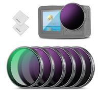 NEEWER Set di Filtro ND Compatibile con DJI Osmo Action 5 Pro/4/3, 6pz, Densità Neutra ND8+ND16+ND32+ND64+ND256+CPL, Accessori per Obiettivo Action Cam in Vetro Ottico HD Multistrato + Panno Pulizia
