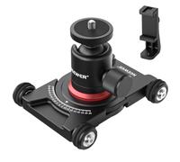 NEEWER Fotocamera Slider Dolly con testa a sfera e morsetto telefonico, 4 ruote tavolo Dolly con panoramica a 360°, compatibile con fotocamera mirrorless mini videocamere GoPro iPhone e telefoni