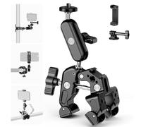 NEEWER Super Clamp, 3" Braccio Magico a 2 Testa Sfera, Supporto, ST88 | Filettature 1/4" e 3/8", Cold Shoe, Supporto, Adattatore per Action Cam, Compatibile con GoPro, DJI, iPhone 16, 15 Pro Max
