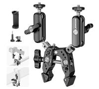 NEEWER Super Clamp Resistente con Due Magic Arm a Doppia Testa Sfera a 360° | Filettatura 1/4" 3/8", Supporto per Telefono e Action Cam per Superfici Piane, Tonde Compatibile con GoPro DJI Insta360 DSLR