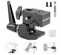 NEEWER Super Clamp Resistente, Supporto a Morsetto Granchio da 2,4" per Palo Rotondo Superficie Piana con Perno 5/8"/Blocco a Molla/Panno Pulizia per Illuminazione Studio Fotografico, Max 15kg, UA017