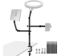 NEEWER Supporto di Montaggio da Scrivania per Fotocamera Sopraelevato con 2 Braccio Telescopico per Luce Video Luce ad Anello Webcam Mic Compatto DSLR per Casa Studio Live Streaming Broadcast, ST008
