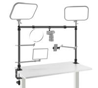 NEEWER Supporto Fotocamera da Tavolo Overhead con Super Clamp a Doppia Testa Sfera/Supporto Telefono per Scatti da Alto, Rig Scrivania Metallo per Multidispositivo per Luce Fotografia, Max 12kg, NK002