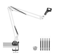 NEEWER Supporto Microfono a Forbice con Braccio Boom Sospeso, Asta Microfono da Tavolo con Vite 3/8" a 5/8", Fascette Cavi Compatibili con Blue Yeti Snowball Yeti X Quadcast, Max 1,5kg, NW-35, Bianco
