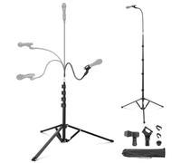 NEEWER Supporto Microfono con Braccio Flessibile, Treppiede Porta Mic Boom Arm da Terra con Clip Microfoni, Adattatore 3/8" a 5/8", Fermacavi per Cantare Vlog Streaming Live Registrazione Video, MS010