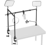 NEEWER Supporto per fotocamera con doppia testa a sfera, super morsetto/supporto per telefono/morsetto a C per scatti dall'alto verso il basso, piattaforma di montaggio in metallo per più dispositivi