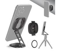 NEEWER Supporto Telefono ad Anello Magnetico Doppio, Tripode Porta Cellulare Pieghevole Sottile con Filettatura 1/4" e Coldshoe, Compatibile con MagSafe iPhone Samsung Android per Riprese Video, PA095