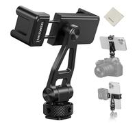 NEEWER Supporto Telefono da Treppiede Regolabile con Cold Shoe Filetto 1/4", Incl.180° Rot.360°, Clamp Smartphone con Panno Pulizia Compatibile con iPhone Samsung Android Camera Cage per Video, GA010