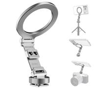 NEEWER Supporto Telefono Treppiede Magnetico con Cold Shoe, Phone Holder Portatile Compatto Leggero in Alluminio per Fotocamera, Compatibile con MagSafe iPhone Samsung Android per Video, CA163 Argento