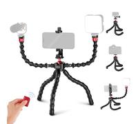 Neewer T91 Treppiede Flessibile con 2 Magic Arm, Mini Treppiede Smartphone Viaggio con Otturatore/Clip Telefono/Attacco Action Cam Compatibile con GoPro Hero 13 iPhone 16 15 Pro Max Sony a7c, Max 2kg