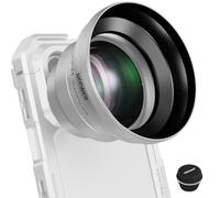 NEEWER Teleobiettivo HD da 65mm, Obiettivo per Telefono con Paraluce (Argento), Lente Zoom 1.7X per Backplate, Cage e Case per Smartphone con Filettatura da 17mm, Compatibile con iPhone Android, LS-66
