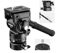 NEEWER Testa Fluida per Treppiede con Base Livellante da +/-7° (φ48mm), Mini Testa Video Pan Tilt Metallica+Piastra QR Arca, Manico Telescopico per Videocamere Compatte e Fotocamere DSLR,Max 5kg, GM35