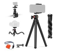 Neewer Treppiede Flessibile con Telecomando, Mini Cavalletto Fotocamera con Porta Smartphone e Attacco Action Cam Compatibile con iPhone GoPro Hero 13 12 11 10 DJI Insta360 Samsung per Vlog, TP34