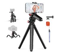 Neewer Treppiede Flessibile Smartphone Telecomando/Maniglia/Porta Telefono/Attacco Action Cam, Mini Cavalletto Fotocamera Selfie Stick Vlog Compatibile con iPhone GoPro Hero 13 12 11 10 Samsung, TP36
