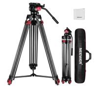NEEWER Treppiede Fotocamera da 200cm con Testa Fluida 360°, Cavalletto Video Robusto in Lega Alluminio con Piastra QR Compatibile con Canon Nikon Sony e Altre DSLR Videocamere, Max 8kg, Panno Pulizia