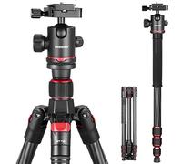 NEEWER Treppiede in Fibra di Carbonio da 66"/168 cm per Fotocamera con Testa a Sfera Panoramica a 360°, Piastra QR Arca da 1/4" ecct, Monopiede per Videocamera DSLR, Carico Massimo 26,5 lb/12 kg,N55C