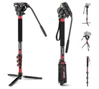 NEEWER Treppiede monopiede telescopico in fibra di carbonio con piastra a sgancio rapido, compatibile con DJI RS Gimbal, base rimovibile per videocamera, carico massimo 6 kg, TP71
