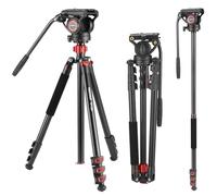NEEWER Treppiede Monopiede Video con Testa Fluida da 72", Piastra QR in Lega di Alluminio , Pan a 360° e Incli +90°/-70° per Videocamera DSLR, Max 8kg, TP72A