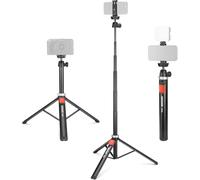 NEEWER Treppiede per Telefono e Fotocamera+Telecomando, 65,2" Cavalletto da Viaggio Vlog Bastone Selfie in Metallo per iPhone con Portatelefono, Camera Tripod Portatile per Canon Sony DSLR GoPro, TS05