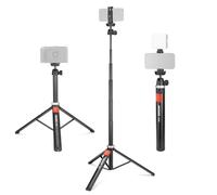 NEEWER Treppiede per Telefono e Fotocamer Telecomando, 65,2" Cavalletto da Viaggio Vlog Bastone Selfie in Metallo per iPhone con Portatelefono, Camera Tripod Portatile per Canon Sony DSLR GoPro, TS05