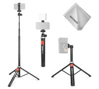 NEEWER Treppiede Telefono Fotocamera con Portacellulare e Telecomando, Cavalletto Selfie Stick in Metallo da 160cm per Video Vlog Viaggio Compatibile con iPhone Canon Sony Nikon, Panno Pulizia, TS05