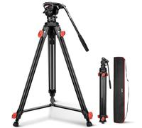NEEWER Treppiede Video per Fotocamera con Testa Fluida, Tripod da Viaggio Portatile Leggero Robusto per DSLR Videocamera Compatibile con DJI Gimbal Compatibile con Manfrotto Piastre QR, Max 6kg, TP73