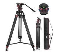 NEEWER Treppiede Video Pro 74" con Testa Fluida di Smorzamento Regolabile, Piastra QR in Metallo a Doppia Modalità , Pan 360° e Incli +90°/-75°, Max 10kg, TP75