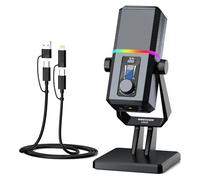NEEWER UM02 Microfono USB RGB per Giochi Streaming Podcast, Mic a Condensatore Cardioide da Tavolo Anti Rumore per Monitoraggio delle Cuffie, Compatibile con iPhone iPad Mac PC Android PS5/PS4 Pro/PS4