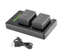 NEEWER VW-VBT190 Set Batteria Sostituiva e Caricatori USB a Doppio Canale, 2 Pack 1950mAh Batterie, Compatibile con Panasonic HC-V110 V130 V160 V180 HC-V201 V210 V250 HC-V380 HC-V510 V520 V550