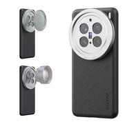 NEEWER X200 Pro Case, Custodia Protettiva Compatibile con VIVO X200 Pro, TPU Resistente + Similpelle PC con Attacco Lente da 17mm e Adattatore Filtro da 67mm per Ricarica Wireless, PA114 Nero+Argento