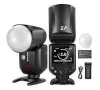 NEEWER Z2-N Flash Speedlite TTL Rotondo 2,4G Compatibile con Nikon, 76Ws HSS 1/8000s con Diffusore, 2 Lampade Pilota, Nuova UI, Tasto di Commutazione TTL/M, Batteria 3000mAh, 600 Flash a Piena Potenza