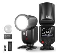 NEEWER Z2PRO-N Flash Speedlite Rotondo TTL 2.4G Compatibile con Nikon, Wireless Compatibile con Godox, 76Ws HSS 1/8000s, UI Aggiornata, Tasto TCM per TTL/M, 3000mAh 600 Luce a Piena Potenza, Diffusore