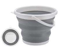 NEEZ Secchio Pieghevole in Silicone - Secchio da 10L con Manici - Secchio Compatto per Campeggio, Lavanderia, Pulizia Vetri & Esterni (Grigio)