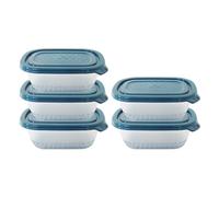 NEEZ Set Contenitori Per Alimenti (5 Pezzi) 500 ml, Piccoli Contenitore Cibo, Trasparente Box, Ermetici Coperchio, Frigo & Microonde Sicuro, Plastica Food Container, Blue Color