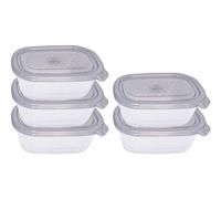 NEEZ Set Contenitori Per Alimenti (5 Scatole) 500 ml, Piccoli Contenitore Cibo, Trasparente Box, Ermetici Coperchio, Frigo & Microonde Sicuro, Plastica Food Container, Gray Color