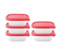 NEEZ Set Contenitori Per Alimenti (5 Scatole) 500 ml, Piccoli Contenitore Cibo, Trasparente Box, Ermetici Coperchio, Frigo & Microonde Sicuro, Plastica Food Container, Red Color