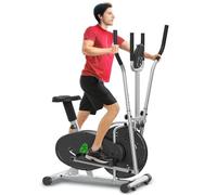 Neezee Ellittiche Per La Casa - 2 IN 1 Cyclette Per Cross Trainer Con Sedile, Monitor LCD Intelligente, Resistenza Regolabile, Allenamento Migliorato Per Tutto Il Corpo, Fino a 120 KG (Argento)
