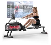 Neezee Vogatore per casa, vogatore ad acqua con monitor LCD professionale e supporto per tablet, vogatori con app Kinomap esperienza di canottaggio immersiva, carico massimo 160 kg