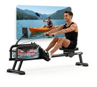 Neezee Vogatore per casa, vogatori con monitor Bluetooth e supporto per tablet, vogatore acqua con capacità di carico max 150 kg, compatibile con l'APP Kinomap, archiviazione verticale