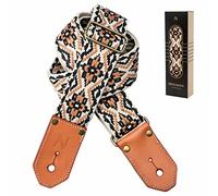 Nefelibata Tracolla per chitarra in cotone con estremità in pelle bovina conciata al vegetale, per chitarra acustica, basso, elettrica, miglior regalo per i tuoi chitarristi innamorati (cachi)