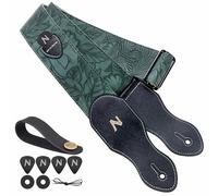 Nefelibata Tracolla per chitarra tasca per plettro, stile Porter in pelle vegana da 2,3 pollici, anni '60 west-vintage, con plettro per chitarra, bottone per la tracolla e blocco della cinghia