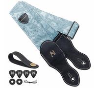 Nefelibata Tracolla per chitarra tasca per plettro, stile Porter in pelle vegana da 2,3 pollici, anni '60 west-vintage, con plettro per chitarra, bottone per la tracolla e blocco della cinghia