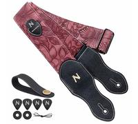 Nefelibata Tracolla per chitarra tasca per plettro, stile Porter in pelle vegana da 2,3 pollici, anni '60 west-vintage, con plettro per chitarra, bottone per la tracolla e blocco della cinghia