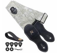 Nefelibata Tracolla per chitarra tasca per plettro, stile Porter in pelle vegana da 2,3 pollici, anni '60 west-vintage, con plettro per chitarra, bottone per la tracolla e blocco della cinghia