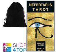 NEFERTARI'S Tarocco Strato Carte Esoteric Dicendo lo scarabeo Con Velvet Bag New