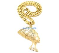 Nefertiti Egiziano Regina Di il Nilo Ciondolo Con 45.7cm Lungo Cubano Catenina