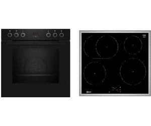 NEFF EX4IB0 - Set di fornelli E1CCD2AK4, 60 x 60 cm, pulizia EasyClean, CircoTherm & M56SBF1L0, piano cottura a induzione, livello di potenza, zona arrosto, telaio in acciaio inox